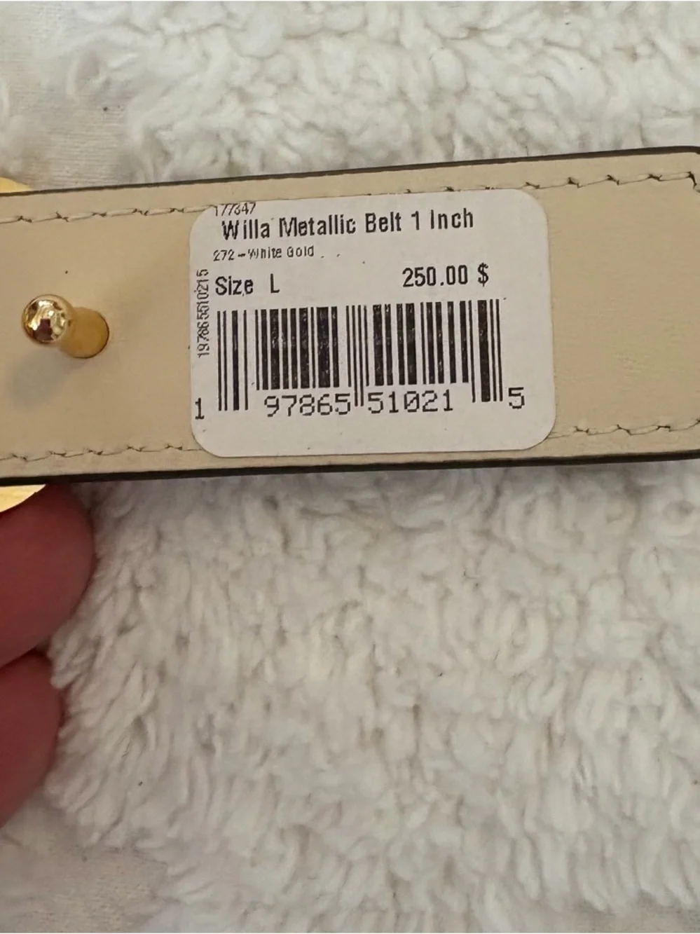 Tory Burch Reversible Platinum / Cream Leather Belt with Gold Logo-Accent - L - Picture 3 of 3